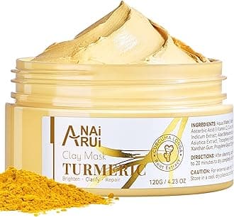 ANAiRUi Turmeric Vitamin C Face Mask with Turmeric and Kaolin Clay - Clay Mask for Radiant Skin, Oil Balance, Cleansing Pores - Beauty Face Mask, Skincare, 120g