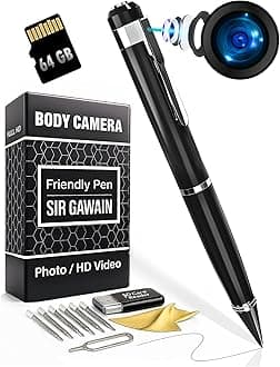 SIRGAWAIN Premium Body Camera Pen — Full HD 1080p Video & Photos, 70-Min Battery, Motion Detection, One-Button Control, 2026 Model