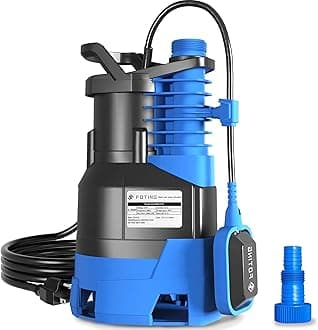 FOTING 1.5HP Sump Pump Automatic & Maunal Mode,with Float Switch, 5000GPH Big Flow Clean & Dirty Submersible Water Pump, 16FT Electric Utility Pump for Pool Draining Hot Tub Garden Basement