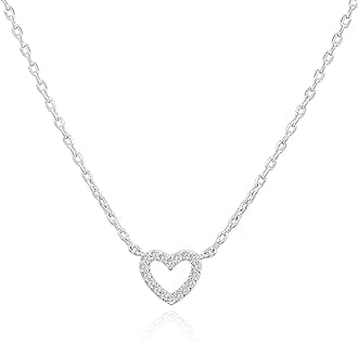 14K Gold Plated Cubic Zirconia Heart Necklace | Cute Dainty Love Pendant Necklaces for Women - Valentines Day Trendy Jewelry