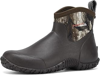 Men's Rain Boots, Ankle Height Garden Shoes Waterproof Insulated Rubber Neoprene Mud Boots Anti-Slip Outdoor Work Booties for Gardening Farming Camping Fishing and Yard Working