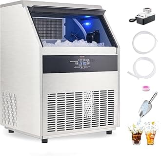 VEVOR 360lbs/24H Commercial Ice Maker Machine with Drain Pump, 88lbs Storage Capacity Ice Maker, 160 Ice Cubes in 15 Minutes, LED Digital Display Freestanding Self-Cleaning for Bar Office Restaurant