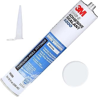 Marine Adhesive Sealant 5200 (06500) Permanent Bonding and Sealing for Boats and RVs Above and Below the Waterline Waterproof Repair, White, 10 fl oz Cartridge