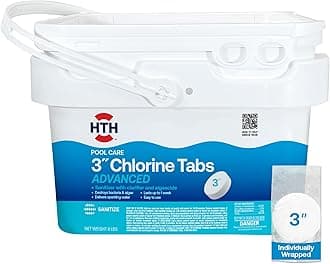 42053W Pool Care 3" Chlorine Tabs Advanced, Individually Wrapped Tablets - Swimming Pool Sanitizer with Clarifier & Algaecide, Destroys Bacteria & Algae, Delivers Clear Water All Season, 8 lbs
