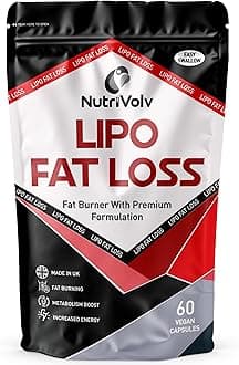 NutriVolv Lipo Fat Loss Capsules | 60 Capsules | Maximum Strength Weight Loss Pills That Work Fast | Keto Shred Fat Burning Pills | Contains Cayenne, Green Tea, Acai Berry & Caffeine | Thermo Fat Burn