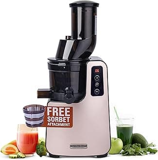 Hamilton Beach Professional Cold Press Slow Juicer with FREE Sorbet Attachment, Smart PurePress Technology, Slow Juicer for Fruits & Vegetables