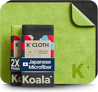 Koala Lens Cleaning Cloth | Japanese Microfiber Glasses and Screen Cleaner | Safe for All Multi-Coated Eyeglass and Camera Lenses (Pack of 2)