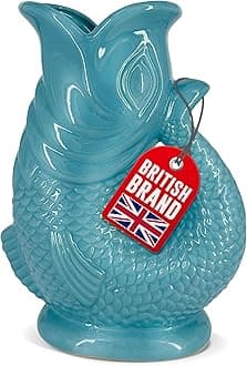 Gurgle Glug Jug The Bubble Jug® Surf Blue 50 fl oz 1.5L Litre Extra Large Pitcher - Fish Shaped Jug - Decorative Ceramic Glugging Cocktail, Water and Gin Vase and Gurgling Carafe Pot