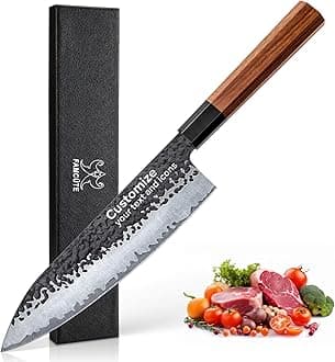 FAMCÜTE Customize Japanese Knife, Hand Forged 8 inch Chef Knife - High Carbon...