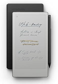 Paper Pro Move - Leather Folio Bundle | Ultraportable Color 7.3" Paper Tablet with Marker Plus Pen with Eraser, and a Book Folio Cover in Black Leather
