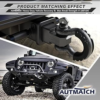 AUTMATCH D Ring Shackle 3/4" Shackles (2 Pack) 41,887Ibs Break Strength, Clevis Shackle with 7/8" Screw Pin and Shackle Isolator Washers Kit for Tow Strap Winch Off Road Vehicle Recovery, Grainstone