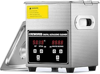 CREWORKS Ultrasonic Cleaner with Digital Timer & Heater, Portable 2L Ultrasound Cleaner, 304 Stainless Steel Professional Ultrasonic Cleaner Machine for Jewellery Dentures Carburetors Coins