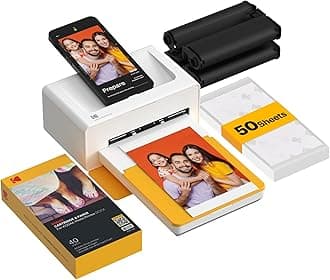 KODAK Dock Plus 4x6'' Photo Printer, 50 Sheets, Docking & Bluetooth Mobile Printer for iOS & Android, Instant Color Prints, 4PASS Dye Sublimation
