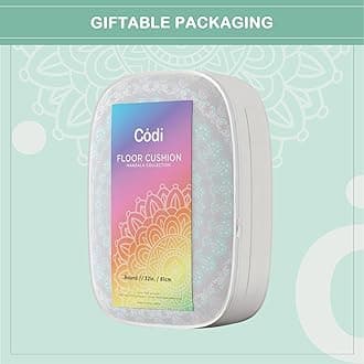 Codi Meditation Floor Pillow Set of 2, Round Large Pillows Seating for Adults, Bohemian Mandala Circle Cushions for Outdoor Fireplace Yoga Living Room, 32 Inch, Memory Foam Added, Green