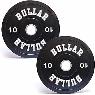 BULLAR Olympic Black Bumper Plates,Rubber Coated spare weight plates 51 mm (20 KG SET (10KGX2))
