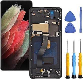 AMOLED for Samsung Galaxy S21 Ultra 5G Screen Replacement with Frame for Samsung S21 Ultra Screen Replacement kit SM-G998u G998a G998w LCD Touch Display digitizer with Tools Black（US Version