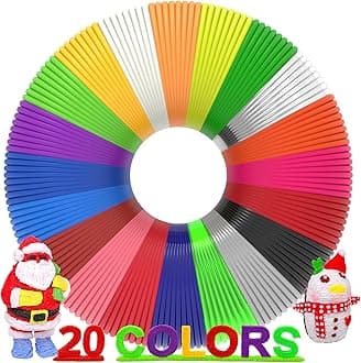 3D Pen Filament 400 Feet 20 Colors, dikale 3D Printing Pen Refills PLA Bonus 250 Stencil eBook, 3D Printer Pen Filament 1.75mm Smooth Printing