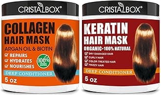 2 Pack Collagen Hair Mask & Keratin Hair Mask,Keratin Hair Treatment,Hydrating Argan Oil Hair Repair Treatment Deep Conditioner Hair Mask for Dry Hair,Collagen with Biotin Hair Treatment Mask