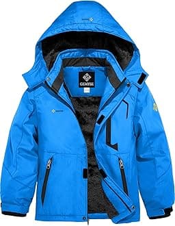 GEMYSE Boy's Winter Waterproof Ski Jacket Mountain Windproof Fleece Coat with Hood (SkyBlue,8Years,8)
