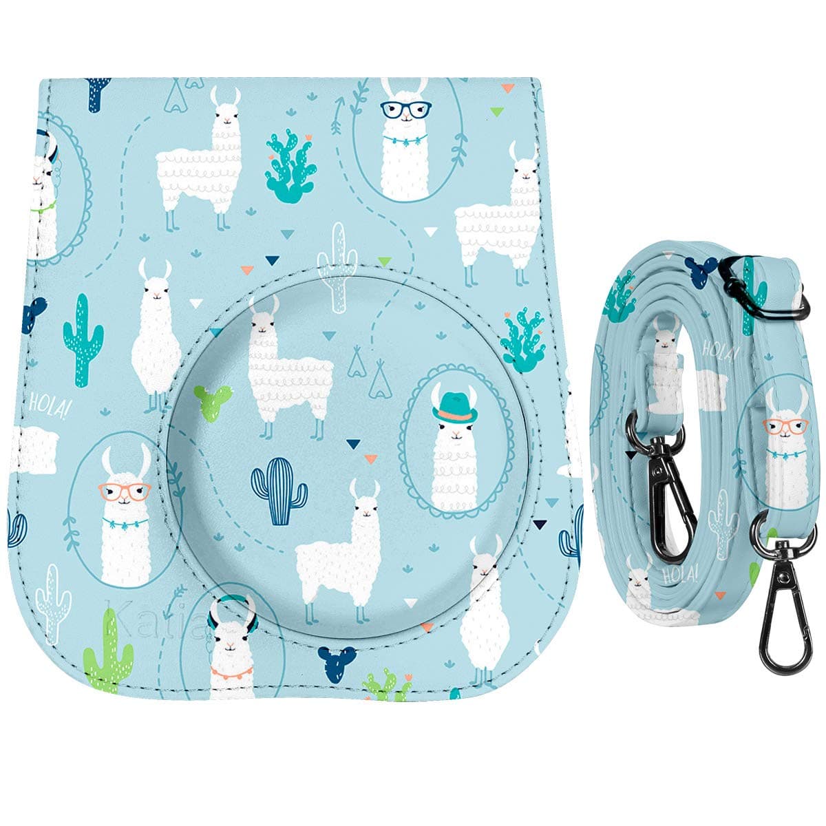 Katia Camera Case Bag Compatible for Fujifilm for Instax Mini 11/9/ 8+/ 8 Instant Film Camera with Shoulder Strap and Photo Accessories Pocket - Alpaca