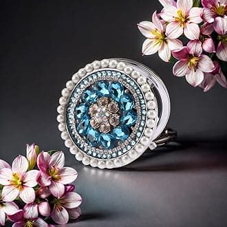 Cute Compact Mirror Small Mirror Girl's Gift Travel Mirror 1x/2x Magnification Travel Makeup Mirror (Aqua)