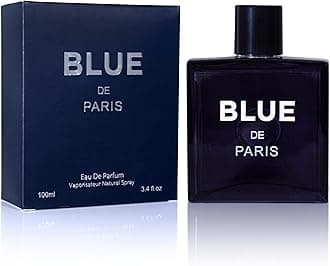 Blue De Paris For Men - 3.4 Fl. Oz. (100ml) Men's Perfume - Refreshing Woody, Floral & Fruity Fragrance - Long-Lasting Masculine Scent, Ideal Gift for Any Occasion
