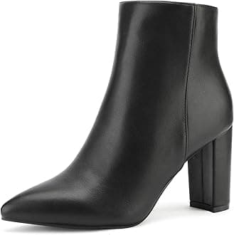 Women's Chunky Heel Ankle Booties Pointed Toe Short Boots