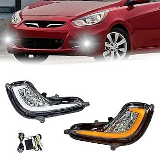 Boxlight Fit For 2012-2017 Hyundai Accent Fog Lights with DRL and turn signal Full Kit with Switch and Harness (LED Version)
