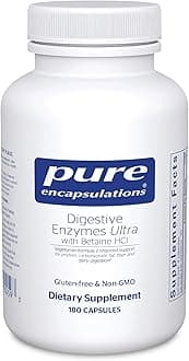 Digestive Enzymes Ultra with Betaine HCl - Vegetarian Digestive Enzyme Supplement to Support Protein, Carb, Fiber, and Dairy Digestion* - 180 Capsules