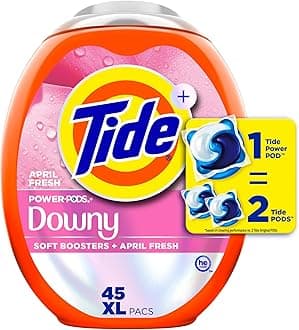 Tide Power PODs 2-in-1 Laundry Detergent Pods with Downy Soft Boosters, Lasting Freshness with April Fresh Scent, 45 Count