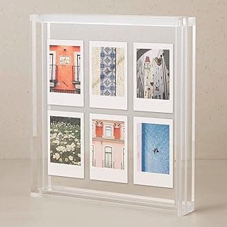 Elil Instax Mini Picture Frames with Pressed Flowers Included - Small Acrylic Display Box Frame Stylish Home Decor Holds Instax Mini Film, 6x4 Photo Frames,…