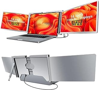 MNN Portable Monitor, 14” FHD 1080P IPS Laptop Screen Extender,Build-in Stand, Only One USB-C Plug and Play Laptop Monitor Extender Compatible with MacOS, Wins, Android for 12-17” Laptops