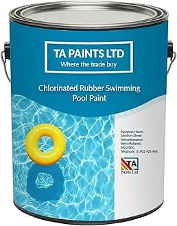 T A Paints Ltd Swimming Pool Paint Waterproof Rubber Pool High Chemical Protection Gloss Pool & Pond Chlorinated Rubber Coating (1 Litre, BS 18 B 25 Grey)