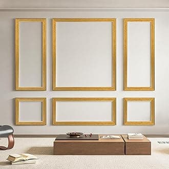 Art3d Pre-Cut Wall Molding Set of 6 pcs, Ready-to-Assemble Wainscoting Panels for Interior Wall Décor Living Room Bedroom Accent Wall - Installed with Glue, 3 Top 3 Bottom, Antique Gold