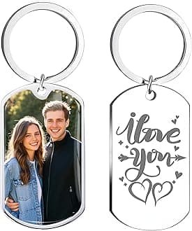 Moerge Custom Keychain With Picture, Photo Keychain Personalized With Photos Text Gift, Customized Photo Key Chain