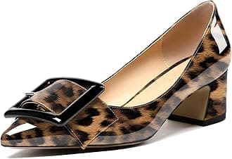 Eldof Pointed Toe Pumps,Classy 2 Inches Block Heel Chic Pumps, Confort Buckle Heel for Office Wedding Dress