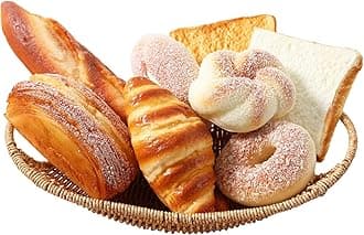 8pcs Artificial Bread Set, Realistic Fake Food for Display, Fake Bread for Decoration, Faux Food Props, Includes Faux Croissant, Dessert, Baguette and Toast