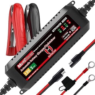 MOTOPOWER MP00207A 12V 2Amp Smart Automatic Battery Charger Maintainer for Both Lead Acid Batteries and Lithium Ion Batteries