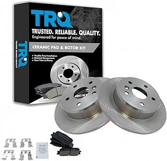 TRQ Rear Brake Pad and Rotor Set Ceramic Solid Rotors Compatible with 2001-2003 Toyota Highlander All Wheel Drive