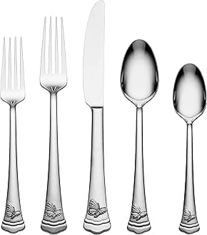 896755 Butterfly Meadow II Mirror 65-Piece Flatware Set