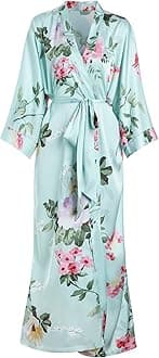 AenssoLong Soft Lightweight Silky Kimonos Robes for Women, Luxury Japanese Floral Womens Kimono Robe