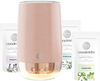 GOODMELTS Ceramic Aura Aromatherapy Matt Pink Wax Melting Starter Kit - Aroma Diffuser with 1 WaxWarmer & 3 Scented Soy WaxMelts (180+ Hours Scent Time) - Safe,Smoke-Free,Natural Fragrance for Home