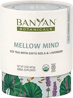 Mellow Mind CCF Tea – Organic Lavender Chamomile Tea with Gotu Kola – Caffeine-Free Relaxation Tea for Stress Relief* – 1.5 oz. – Non-GMO Sustainably Sourced Herbal Loose Leaf Tea