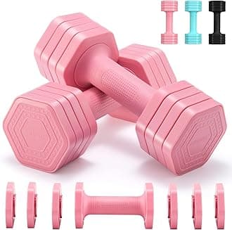 Adjustable Dumbbell Set, 4 in 1 Free Weights Dumbbells Set for Women, Weights for Women at Home, 2lb 3lb 4lb 5lb with TPU Soft Rubber Handle for Home Gym Exercise Training