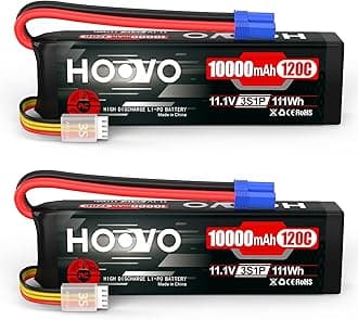 HOOVO 3S Lipo Battery 11.1V 10000mAh 120C RC Battery Softcase EC5 Plug Compatible for RC Cars, Drones, DJI, FPV, RC Plane, Racing Hobby 2 Pack