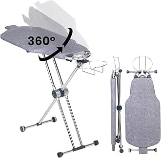 Degree Roto-Flip EZ71 Ultra Ironing Board - Double Sided Torso Shaped Ironing Board with 8 Levels Adjustable Height, Swivel Iron Stand and Double Garment Clip