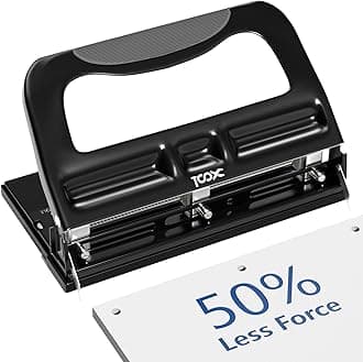 XOOL 3 Hole Punch, Heavy Duty Metal Hole Puncher for 2 or 3 Holes, 9/32" 7mm Hole Diameter, 40-Sheet Capacity, Adjustable Hole Spacing, Non-Slip Base for Office & School