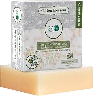 360Feel Clean cotton Soap 5 oz Castile Handmade Soaps -Refreshing Spring scent- Essential Oil Natural Mans Soap bar- Anniversary Wedding Gifts- Made in USA-Gift ready Cotton Blossom