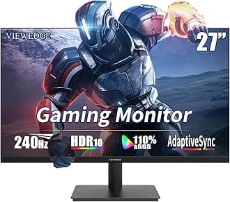27 inch Gaming Monitor 240 Hz 1ms FHD 1920x1080 Computer Monitor, 110% sRGB HDR10 HDMI x 2 & DP x 2 Port, Built-in Speakers, Support Freesync and Wall Mount