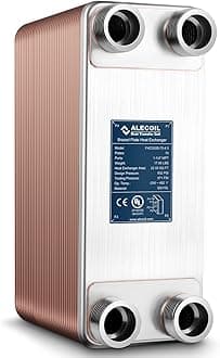 ALECOIL 5"x12"-70 Plates Heat Exchanger with 1-1/4" MPT Port Water to Water 316L Stainless Steel Brazed Plate Heat Exchanger for Water Heating, Floor Heating, Industrial and Commercial Refrigeration